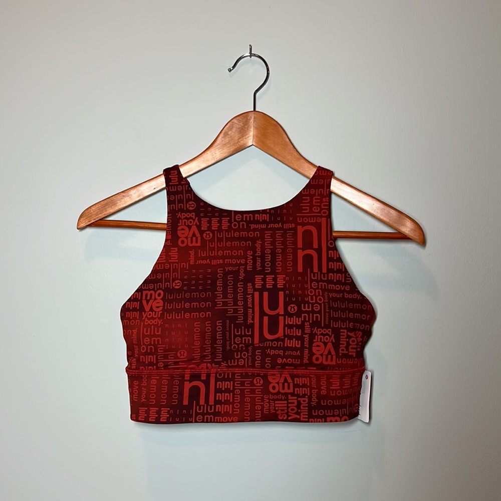 NWT Lululemon Red Energy Bra High Neck Long Line Sz. 6